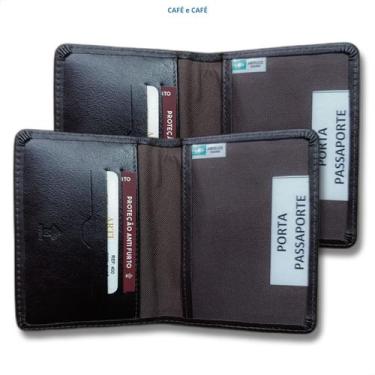 Imagem de Kit Porta Passaportes Couro Legitimo Premium 2 Unidades - ARTLUX, Café