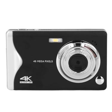 Imagem de Câmera Portátil, 48mp Hd Af Autofoco 4k Câmera Digital Detecção de Luz Automática Modo de Beleza Automático Suporte de Luz de Preenchimento para Viagens (Preto)