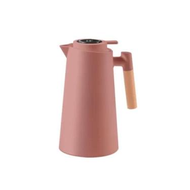 Imagem de Garrafa Térmica Termometro Digital 1L Café Chá com Cabo de Madeira  - 