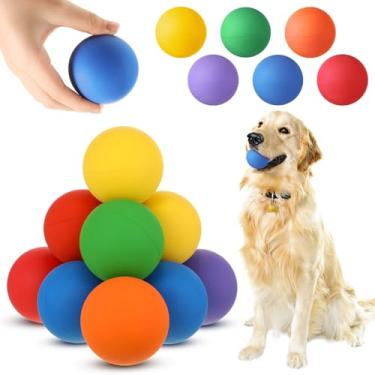 Imagem de Shappy 12 bolas de tênis de borracha para cães coloridas para pegar animais de estimação para treinamento de busca, salto interativo de 6 cm e brinquedo flutuante para parque e praia