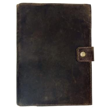 Imagem de Diário de couro recarregável | Capa para notebook A5 com forro premium | 15 x 23 cm | 200 páginas pautadas | Compartimento para cartão | Diários encadernados de couro para homens e mulheres, o melhor diário de viagem para presente, agenda legal