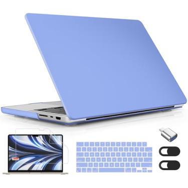 Imagem de Lepeoac Compatível com MacBook Pro 16 polegadas 2023 2022 2021 versão M3 A2991 M2 A2780 M1 A2485 Pro Max, capa rígida de plástico com capa de teclado e protetor de tela, azul serenidade