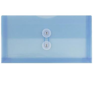 Imagem de JAM PAPER Envelopes de plástico com fecho de botão e cordão de amarrar - #10 Livreto de negócios - 13 x 25 cm - Azul - 3/pacote