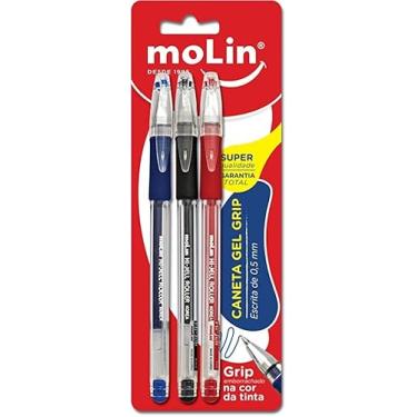 Imagem de Caneta Gel Grip, Blister com 3 Unidades, Molin 3115, Transparente