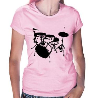 Imagem de Baby Look Bateria Música Baterista - Foca na Moda, Rosa bebê, GG