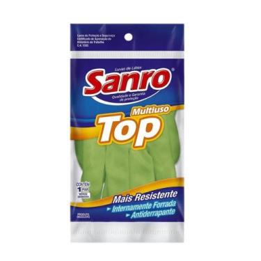 Imagem de Luva de Látex Verde XG TOP Sanro CA 40045 - Para limpeza, higiene e tr