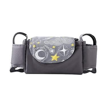Imagem de menolana Bolsa organizadora de de bebê com 2 porta-copos, itens essenciais para bebês, armazenamento de fraldas, brinquedos para de bebê, Cinza escuro