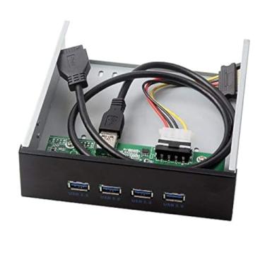 Imagem de Cablecc HUB USB 3.0 4 portas painel frontal para placa-mãe cabo conector de 20 pinos para compartimento de CD-ROM 5.25