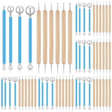 Imagem de Teenyyou 6 conjuntos de ferramentas de pintura de pontos 60 peças ferramentas de modelagem de cerâmica de argila ferramentas de metal em relevo ferramentas de pontilhamento de argila cerâmica para