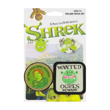 Imagem de Shrek Conjunto de 4 peças de pinos e patches, aplique bordado para roupas, vestidos, chapéus, jeans, multi
