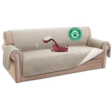 Imagem de Capa de sofá impermeável turquesa para sofá de 3 almofadas de carvalho pálido