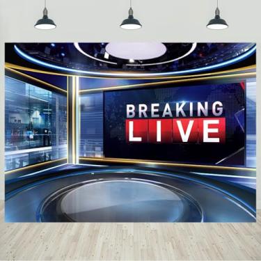 Imagem de 3 x 2,4 m News Broadcast Hall Pano de fundo estúdio TV quebrando fundo de fotografia ao vivo sala de notícias transmissão publicidade outdoor decorações crianças adultos retratos banner estúdio foto