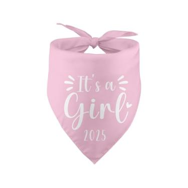 Imagem de It's a Girl 2025 Bandana de cachorro anúncio de gravidez revelação de gênero anúncios de bebê ideias adereço de foto cachecol para animais de estimação acessórios para amantes de cães