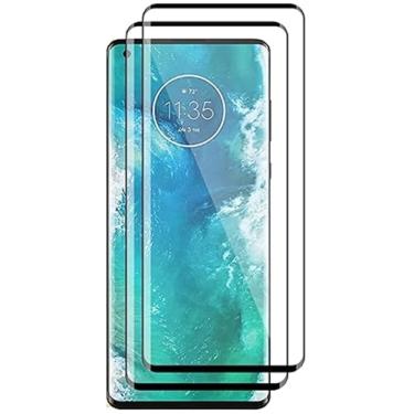 Imagem de UPONEW Protetor de tela de vidro temperado - pacote com 2 capas transparentes para Motorola Moto Edge Plus 2020