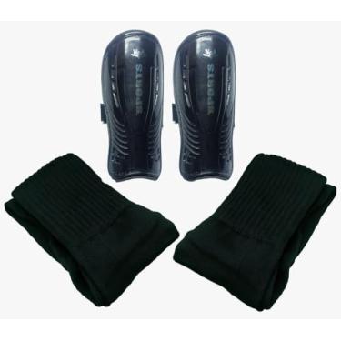 Imagem de Kit Futebol Infantil com Caneleira Esportiva e Meião Preto