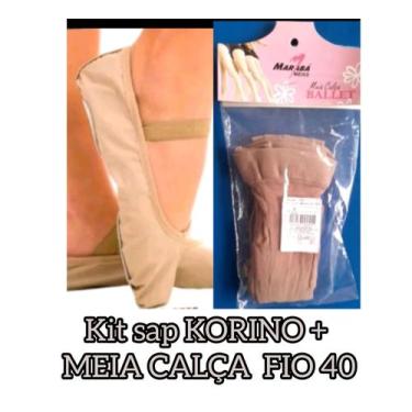 Imagem de kit Meia calça fio 40 mais sapatilha material sintético sola inteira b