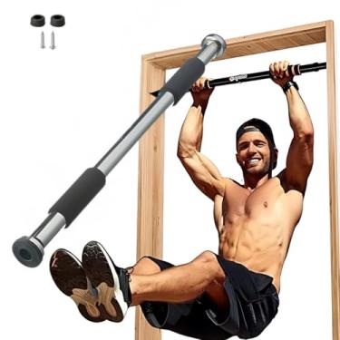 Imagem de Barra Fixa De Porta Parede Ajustável 60cm a 100cm Aço Portátil Academia Musculação Flexão Exercicio multifuncional