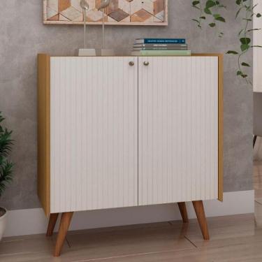 Imagem de Buffet 2 Portas Frisadas 80cm com Pés de Madeira 100% MDF - GenialFlex