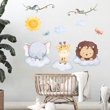 Imagem de Papel de Parede Safari Infantil Adesivo Decorativo Animais da Selva para Quarto Bebê Kids Removível