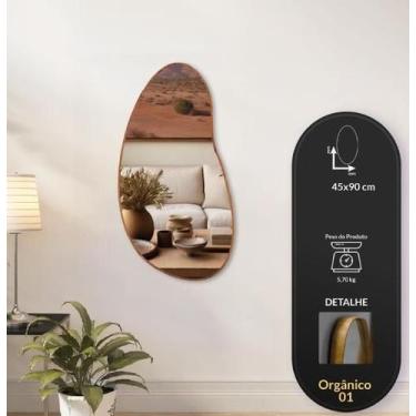 Imagem de Espelho Decorativo Orgânico 01 Com Moldura Lâmina De Madeira - Liz Dec