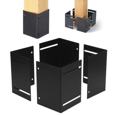 Imagem de Ajustável Post Protector, Ferro Coluna Base Guard, Fácil de Instalar Universal Post Manga, Post Manga Post Base Protetores para Mailbox Madeira, Deck Railing, Cercas, Pérgulas,