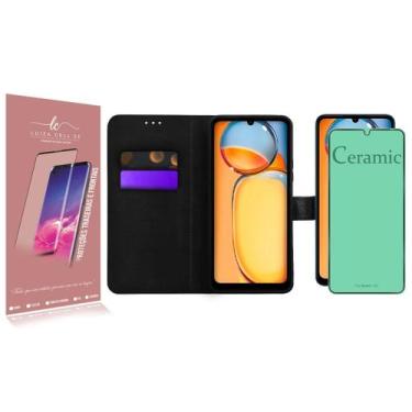 Imagem de Capa Carteira Preta Para Redmi 13C 6.74 + Película De Ceramica  - Luiz