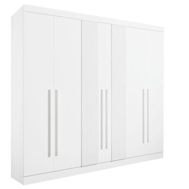 Imagem de Guarda Roupas Casal Da Vinci Plus Ripado 6Pts 100% mdf D'Doro Móveis-Branco