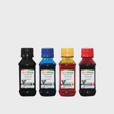 Imagem de Kit 4 Tinta Tankfull Para Recarga hp 74 92 94 Impressora C4480 C3180 C4280 1510 de 100ml QuimiPrime