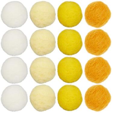 Imagem de SUNNYCLUE 40 peças de pompons amarelos 20 mm artesanato bolas de feltro de lã artesanal feltro de lã pequena dourada luz cáqui puff puff pompons bolas artesanato a granel para gatos casamento casa