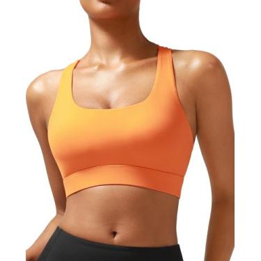 Imagem de Sutiã esportivo RUNNING GIRL de alto impacto com tiras laranja tamanho