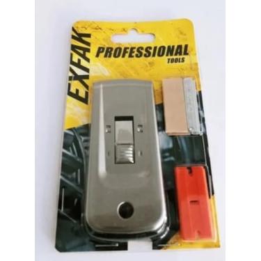 Imagem de Raspador Profissional com L�mina de Metal, Suporte em A�o Inoxid�vel, 5 L�minas de Reposi��o, limpeza de Cooktop M�rmore vidro e outros.