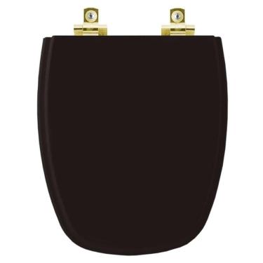 Imagem de Assento Sanitário Com Amortecedor Monte Carlo ébano (preto) Para Vaso Deca Com Ferragem Dourada