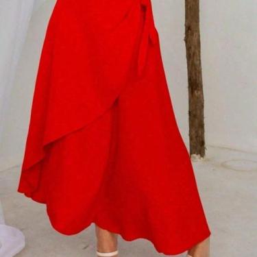 Imagem de A-Lows A&L Saia envelope feminina com forro de viscolinho, Vermelho, 3