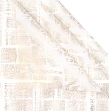 Imagem de LeZakaa Papel de embrulho de flores de papel de jornal com 20 folhas, papel de buquê floral impermeável, design de papel de jornal branco e dourado para o dia dos namorados, dia das mães, festa de