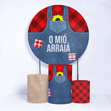 Imagem de Kit Painel de Festa Redondo e Trio de Cilindros Festa Junina - Fera Print