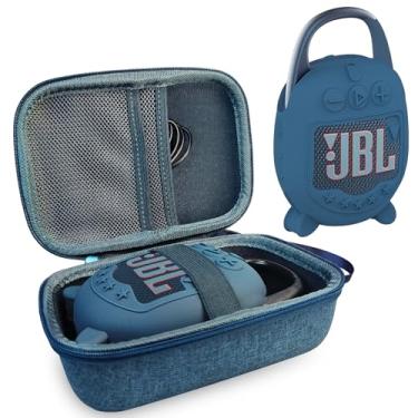 Imagem de XEGIMOR Capa de silicone e estojo rígido de transporte para alto-falante Bluetooth portátil JBL Clip 5, suporte de bolsa de armazenamento para acessórios de alto-falante JBL Clip 5 (azul)