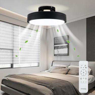 Imagem de Klmeiday Ventiladores De Teto Modernos Sem Lâminas Com Luzes E Controle Remoto, Reversíveis, Motor Cc De 6 Velocidades, Dimerização Contínua E Luzes Led Cct 3000K-6000K Para Quarto Infantil (A07-Pre