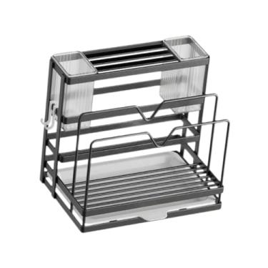 Imagem de IEUDNS Talheres de cozinha portler rack de armazenamento de Organizador de metal à prova de ferrugem Rack para restaurante doméstico da prancha de, Cinza