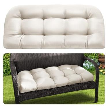 Imagem de MAGIC ELEPHANT Almofada de banco para área externa, almofada de sofá de espuma viscoelástica para cadeira de vime de móveis de pátio, almofada de assento giratório para varanda de sofá de 111 x 48 cm