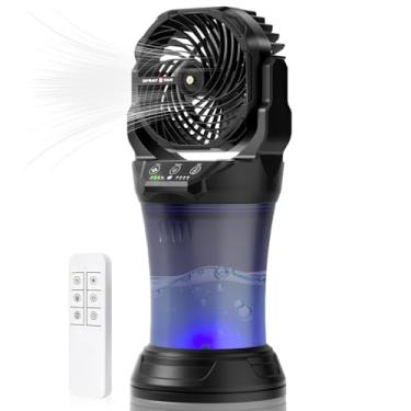 Imagem de BURMONG Ventilador de nebulização portátil, ventilador de acampamento de 30.000 mAh, ventilador de resfriamento recarregável alimentado por bateria, adequado para uso interno e externo, com tanque de