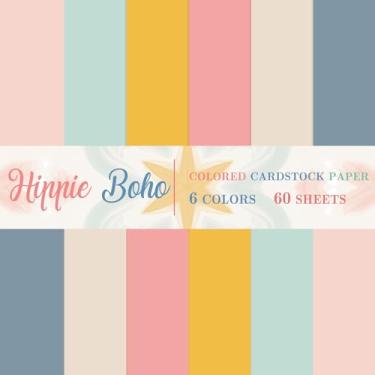 Imagem de AnyDesign 60 folhas 21 x 28 cm, cartolina, hippie, boho, cartões de papel grosso, colorido, scrapbook, para impressões, artesanato, escola, escritório, material para casa, 29,5 kg