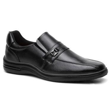 Imagem de Sapato Social Masculino Preto Confortável Oxford Elástico Calce Fácil 