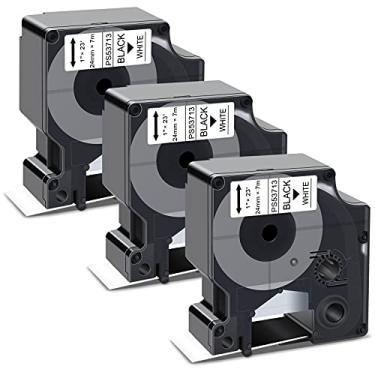 Imagem de Pristar Fita de etiqueta de substituição compatível para Dymo D1 53713 24 mm preto sobre branco fita cassete para Dymo LabelManager 450D 500TS Wireless PnP Label Marker LabelWriter 450 Duo, 2,5 cm x