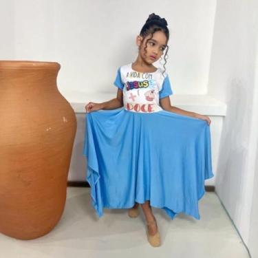 Imagem de Vestido de Dança Coreografia Infantil Jesus + Doce - Miss Flower, Azul