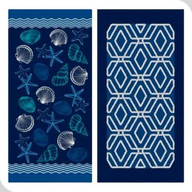 Imagem de Kit 2 Toalha De Banho Praia Piscina Aveludada Macia 70 x 140m Estampad