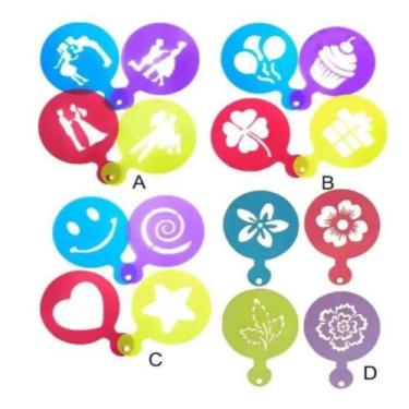 Imagem de Kit Stencil Barista 16 Moldes Para Decorar Café Bolo Sobremesa - Impor