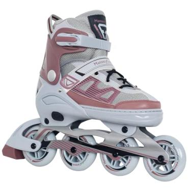 Imagem de MammyGol Patins em linha adultos para homens e mulheres, rolo de lâminas com rolamentos de aço carbono, freio TPR, malha 3D, forro de EVA, cabedal de PVC | Tamanho ajustável para iniciantes marrom