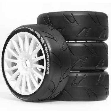 Imagem de 4PCS RC Off-Road Buggy 1:8 Tires and OD 103mm Arrow Pattern Hex 17mm Wheel Rims for 1:8 Scale RC On-Road Racing Car HPI WR8 HSP Hobao ARRMA Redcat Losi Kyosho VRX RC Rally Drift Car (A)