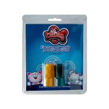 Imagem de Kit Dental CatDog Para Cães e Gatos com 2 Dedeiras - Cores Sortidas - 