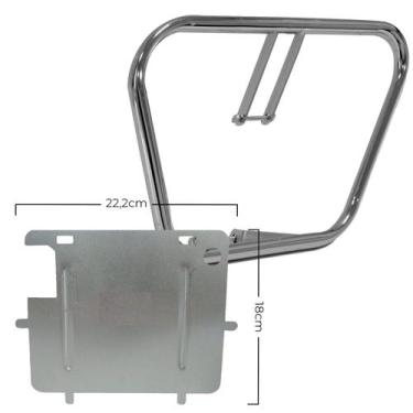 Imagem de Kit Protetor de pernas Cromado + Suporte Protetor De Placa Aço - Manin